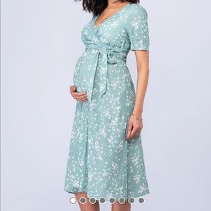 Floral Wrap Midi Dress in Green